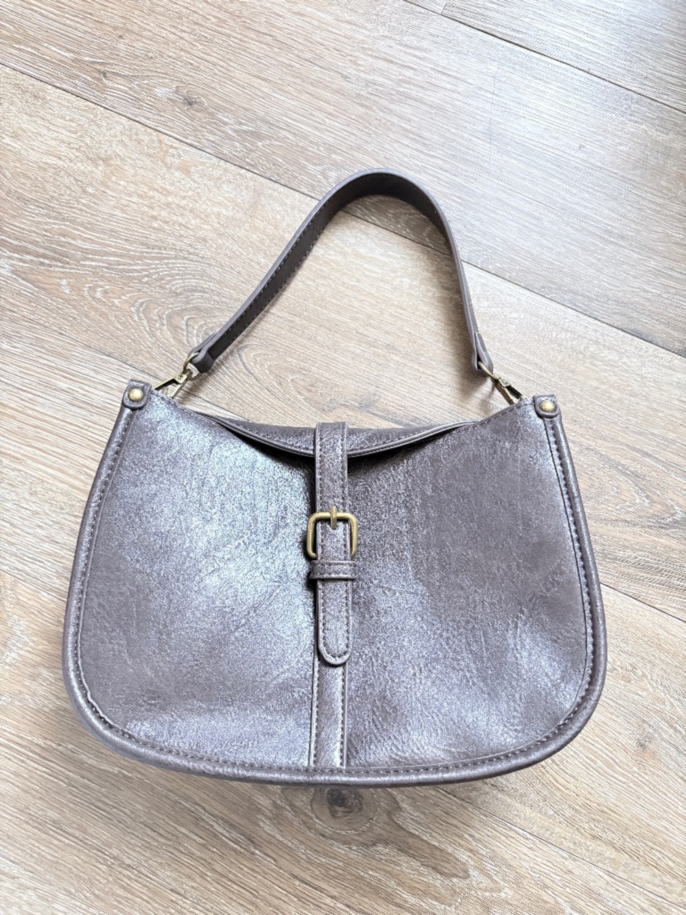 Vintage Style Vegan Leather Shoulder Bag coffee Brown
